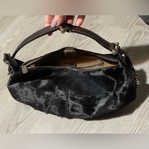 Liz Claiborne real fur leather purse, medium size, GUC